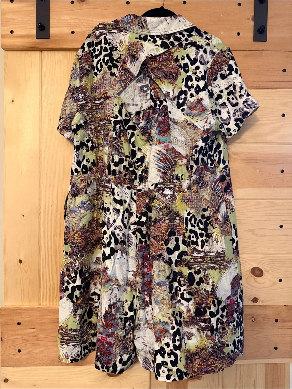 Attitudes by Renee Short Sleeve Button Front Romper Jungle Multi-Print (33) - Picture 2 of 6